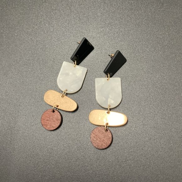 Lagom Studio Jewelry - 💕Last one Acrylic Wood Geometric  Drop Earrings